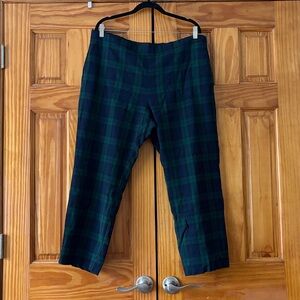 J. Crew Tartan Cropped Pants - Black and Green
